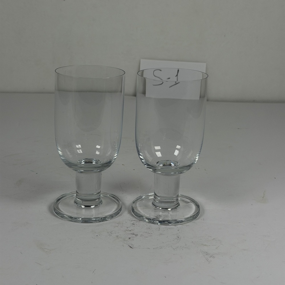 Crate & Barrel Clear Footed Glass Goblets Water Wine Glasses Set of 2 S-1